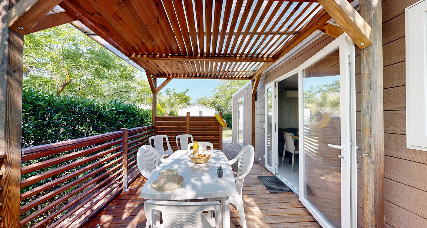 Vermietung von Mobilheimen, Mobilheimen für Menschen mit eingeschränkter Mobilität und Familienmobilheimen in Agde auf dem 4-Sterne-Campingplatz Le Neptune