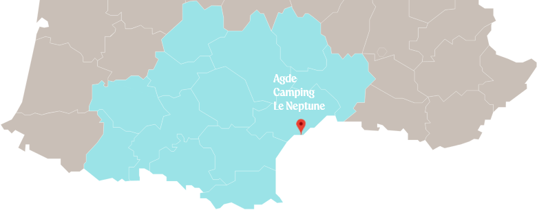 Situation géographique du camping 4 étoiles à Agde le Neptune