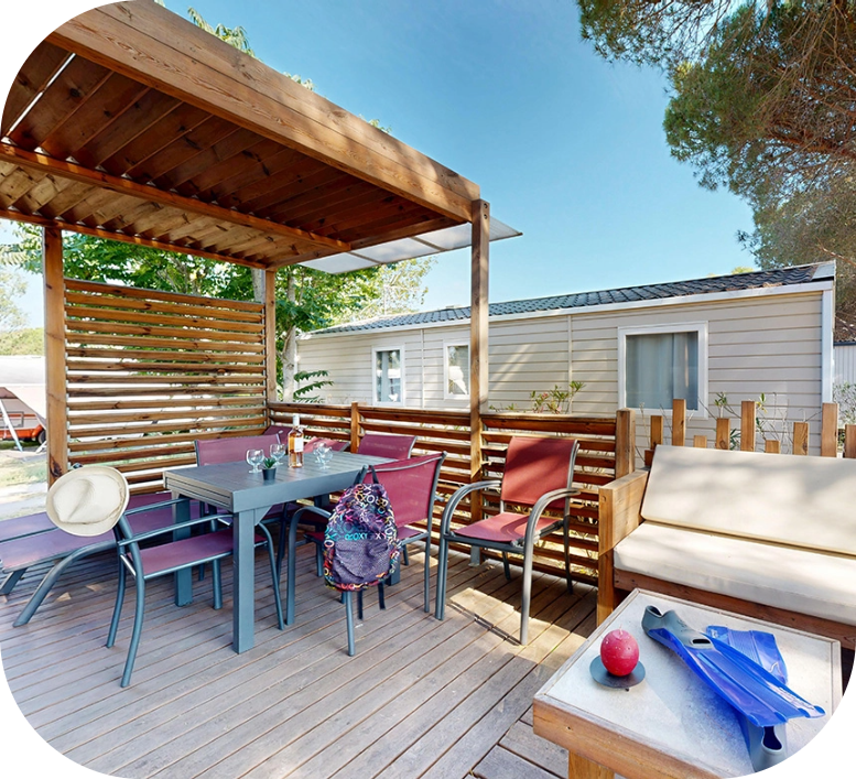 Vermietung Mobilheim Premium 40 m² – 5 Personen auf dem 4-Sterne-Campingplatz Le Neptune in Agde im Departement Hérault